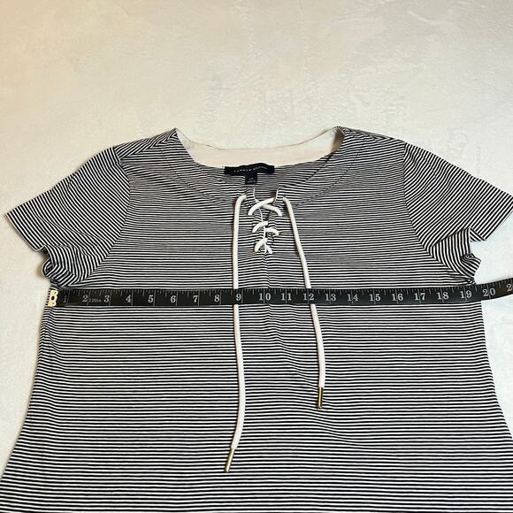Tommy Hilfiger Lace Up Stripe Shirt Dress Size Large Knee Length Casual Nautical - Picture 7 of 8